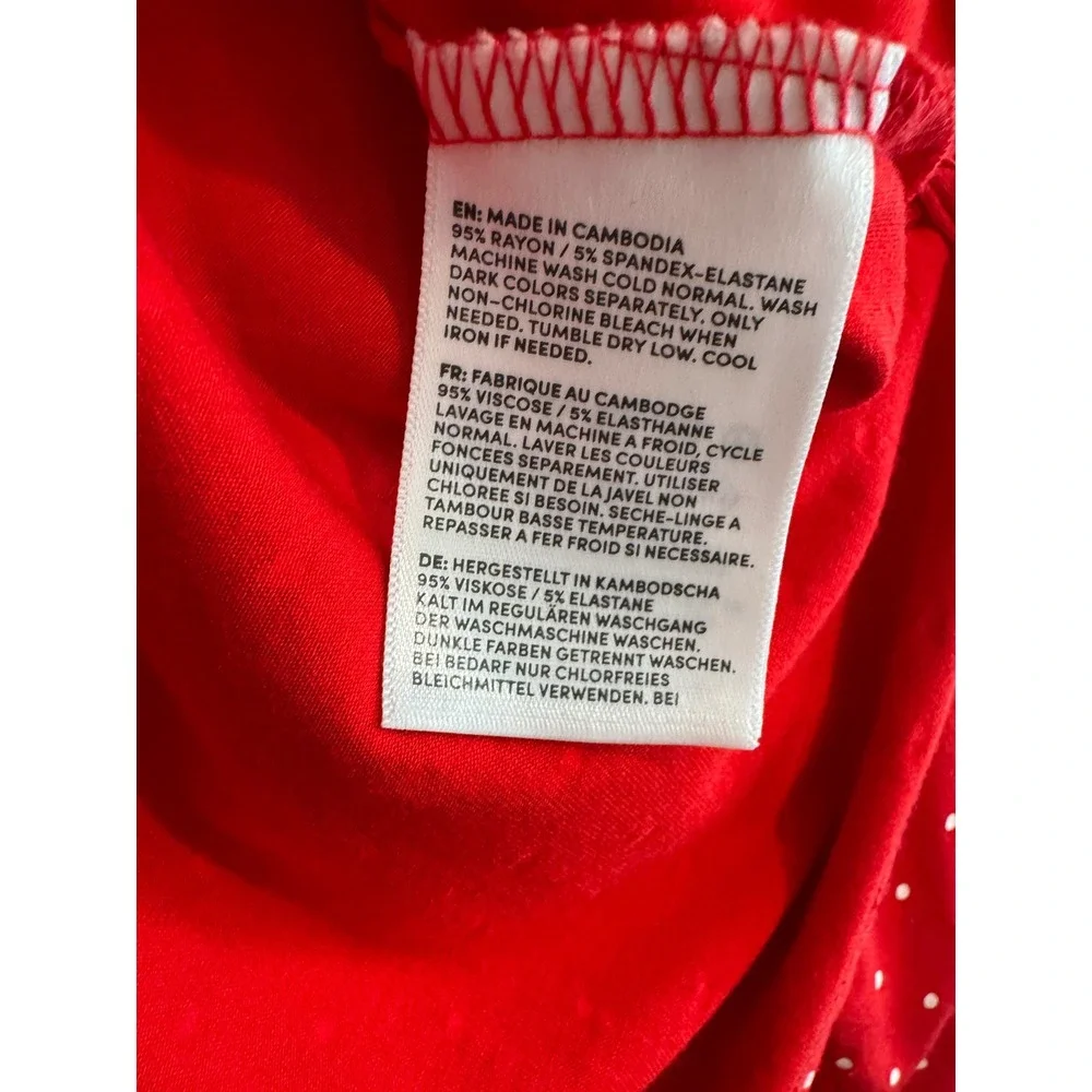 Lands' End‎ Polka Dot Pajama Top Women Size S Red Button Front Long Sleeve